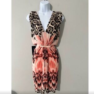 Marciano Leopard and Floral Print Dress
